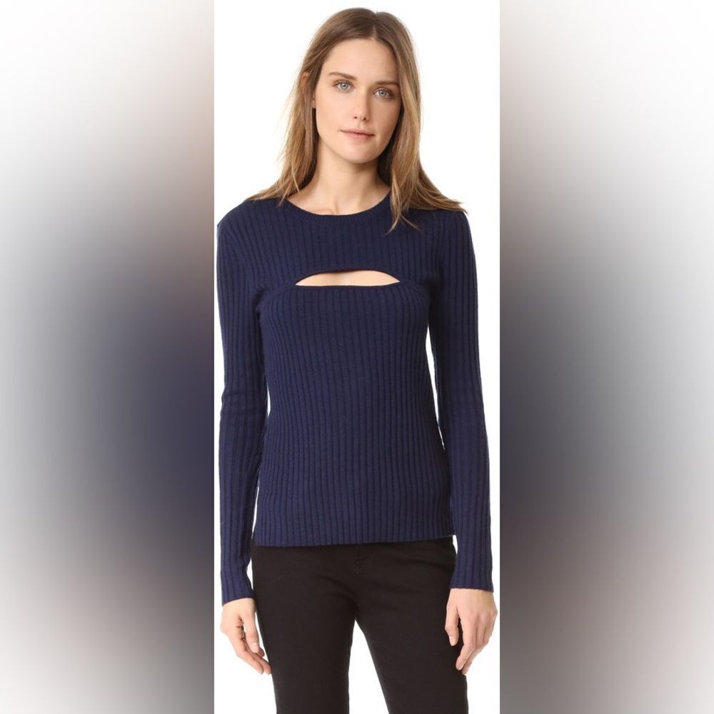 Frame merino wool ribbed long sleeve xs  cut out overlapped top